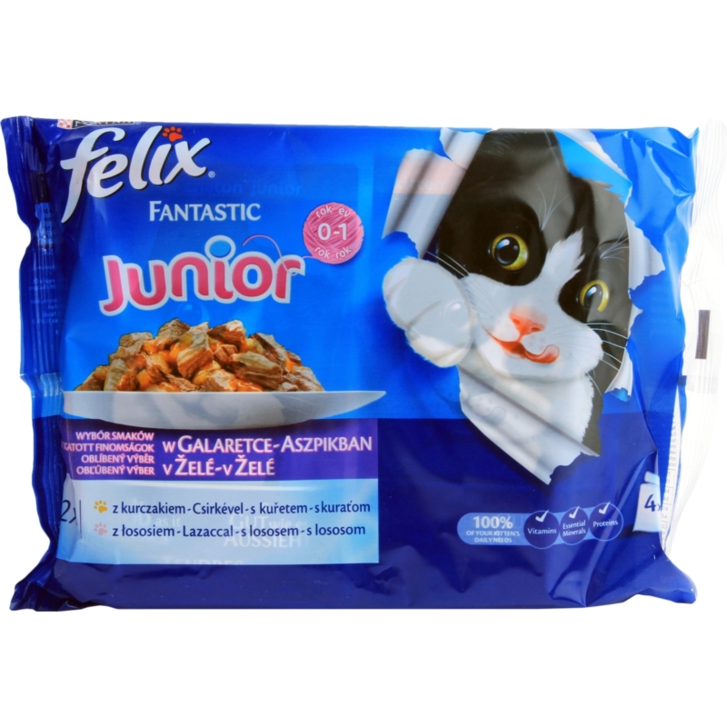FELIX saszetka zestaw JUNIOR kurczak+łosoś 4x100g