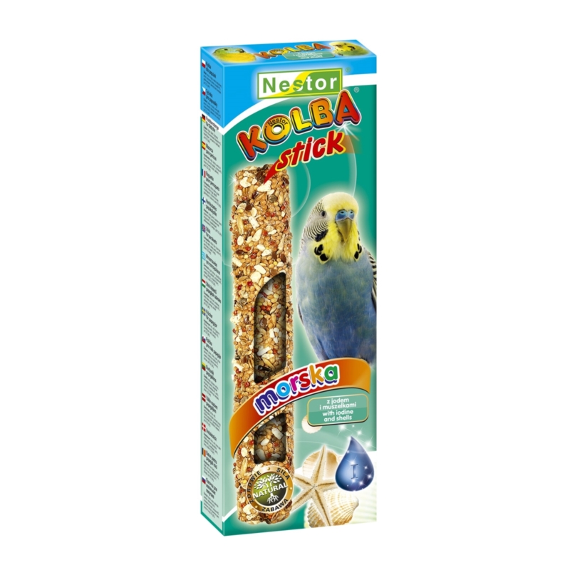 Nestor Kolba dla małej papugi 2w1 Jod + Mielone muszle 2szt