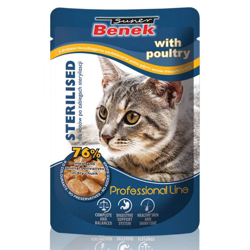 SUPER BENEK Saszetka dla kota ADULT STERILISED 100g